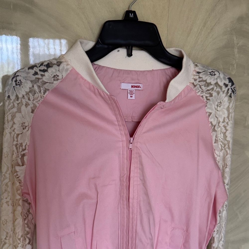 BONGO Pink Jacket with Cream Lace Sleeves
